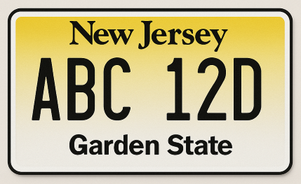 New Jersey license plate